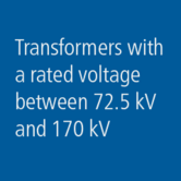 Transformers with a rated voltage between 72.5 kV and 170 kV